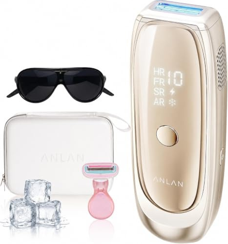 26J Depiladora Laser con Función de Refrigeración, ANLAN 5 Pulses IPL Depiladora de Luz Pulsada 10 Niveles Energía, Maquina laser depilacion Casa para Mujer Hombre, Rostro Bikini Axilas Cara Cuerpo