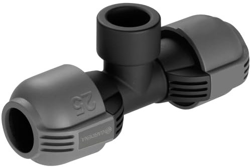 Dérivation en T femelle de Gardena : raccord pour purgeur automatique, filetage femelle 25 mm x 3/4 Pouce, technologie de raccordement Quick&Easy, joint fileté auto-étanchéifiant (2790-20)
