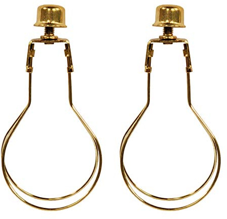 Royal Designs, Inc. CL-2001-BR-2 Heavy Duty Lampshade Clip Adapter with Finial for Round Light Bulbs, 2-Pack, Polished Brass