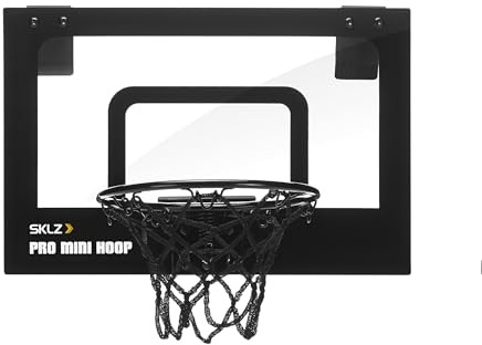 SKLZ Pro Mini Micro Basketball Hoop, Easy-Mount Shatterproof Backboard, Foam Mini-Ball Included, Perfect for Home, Office, or Dorm Use - Clear, Heavy-Duty, 3-Ply Net, Fun for All Ages, 10.2 cm Ball