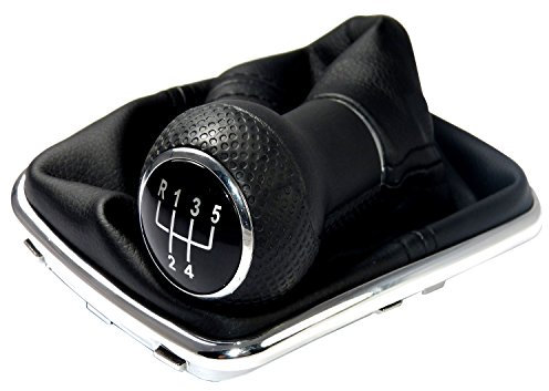 L & P Car Design L&P A251 Schaltsack Schaltmanschette Schwarz Schaltknauf 5 Gang 23mm kompatibel mit VW Golf 4 IV Chrom Rahmen Knauf Plug Play Ersatzteil für 1J0711113