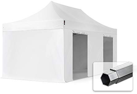 TOOLPORT Faltzelt Faltpavillon Professional 3x6 m mit 4 Seitenteilen (ohne Fenster) - ALU Pavillon Partyzelt weiß