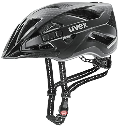 uvex city active - sicherer City-Helm für Damen und Herren - inkl. LED-Licht - individuelle Größenanpassung - black matt - 56-60 cm