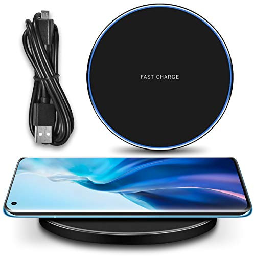 QI Wireless Ladestation kompatibel für Xiaomi Mi 11 Kabellos Charger Induktives Universal Schnellladegerät, Farbe:Schwarz