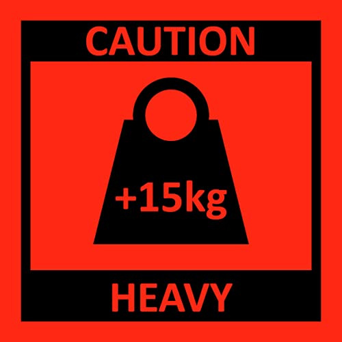 Fraktetiketter, varningsetiketter 15 kg Caution Heavy klistermärken, 500 stycken, 10 x 10 cm