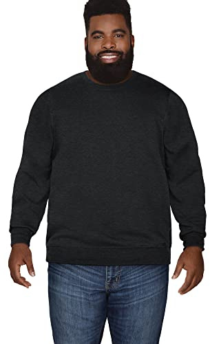Fruit of the Loom Men's Eversoft Fleece Crewneck Sweatshirts, Moisture Wicking & Breathable, Sizes S-4x, Black Heather Crewneck, 3XL Big