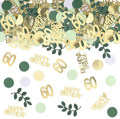 GoldRock Konfetti 60 Geburtstag Deko Grün,200 Stk Tischdeko 60 Geburtstag Frauen Männer,60er Streudeko Geburtstags Gold,60. Geburtstage Deko Confetti,Deko 60 Geburtstage Mann Frau,60 Jahre Dekoration