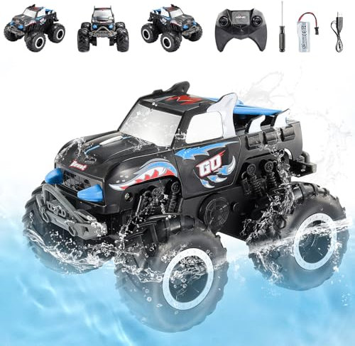HappyGoLucky Amphibienfahrzeug Ferngesteuertes Auto ab 4 5 6 7 8 9 Jahre, Monstertruck Ferngesteuert Weihnachten Geschenk Kinder Spielzeug ab 5 6-10 Jahre Jungen Spiele ab 3 4-6 Jahren