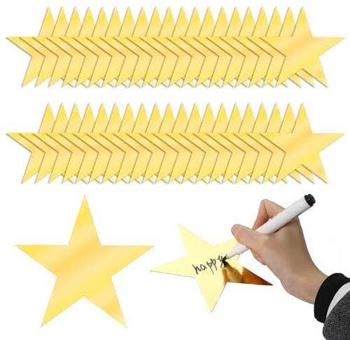 40 cartoncini dorati grandi a forma di stella, 15,2 cm, con doppia stampa, carta glitterata, coriandoli di carta, per feste di nozze, Natale, aule