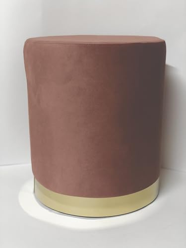 Generico Pouf in Velluto Cilindro, Puffo per Sedersi Moderno, Sgabello Poggiapiedi diametro 37 altezza 42 cm. (rosa)