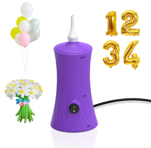 Kusamue Balloon Pump Electric Air Pump for Long Balloon Inflator Blower Machine for Birthday Party Celebration Balloons Decorations for Twisty Animal Balloons(Purple)…