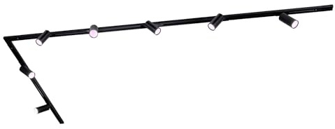 Ledvion - Sistema di Binario, 3m, Binario Monofase, 3W, incluse 7 lampadine LED GU10, Nero, RGB, 7x spot GU10 orientabili, Plafoniera led soffitto, lampadario cucina, faretti led, plafoniera moderna