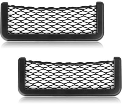 AORHOFJ 2 bolsas de malla para el maletero Red para guardar el equipaje en el coche,Red autoadhesiva universal con correas elásticas para guardar el teléfono móvil,el carné de conducir,piezas pequeñas