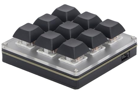 Plyisty Mini Clavier Macro à 9 Touches, Clavier de Jeu Mécanique à Une Main, Clavier Programmable Triple Mode USB C/2.4G/BT 5.1