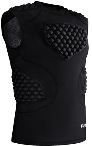 DGYAO Rugby Padded Compression Vest Sleeveless Shirt Chest Rib Back Protective Top for Men Women M Black