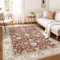 WITSHOCK Teppiche Wohnzimmer 160x230 cm: Vintage Boho Teppiche Schlafzimmer - Waschbarer Kurzflor-Teppich mit Rutschfester Unterseite für Esszimmer & Sund Kinderzimmer (Rot)