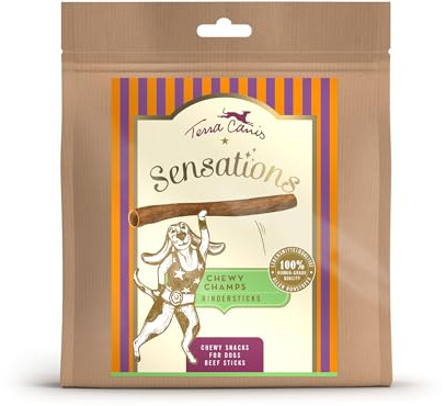 Terra Canis Sensations Chewy Champs nötköttspinnar 100 g I naturliga torkade tuggartiklar I fodertillskott för hundar
