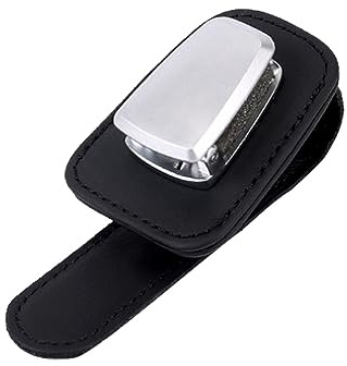 OFFSCH Soporte para Gafas de Sol Coche Negro Clip Multiusos para Parasol Almacenamiento Seguro para Lentes de Sol Accesorio Duradero de PU Fácil Instalación Visera