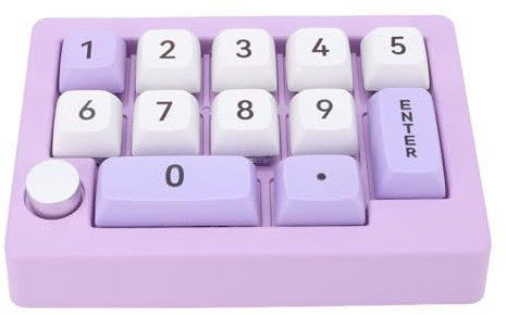 LICAEVEY Numpad Mecánico con Perilla, Almohadilla Macro Programable de 12 Keys, Intercambiable en Caliente, USB C Cableado, RGB Retroiluminado con Teclado Numérico para Lapotopio, (Purple)