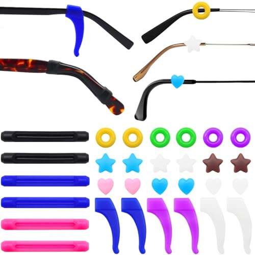 Anvin 15 Pairs Eyeglasses Retainers Silicone Glasses Anti-Slip Grips Eyewear Spectacle Stay Put for All Glasses(5 Styles in Various Colors, Comfort Wear and Reusable)