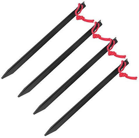 ESTACAS DE Clavijas para Tienda DE Camping AL Aire DE ALEACIÓN DE Aluminio para Viento Fuerte, 4PCS 23CM (Negro (se Vende 4 por 1))