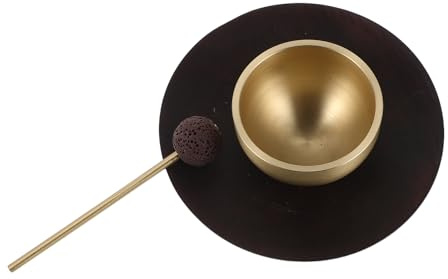 Alipis Set Ciotola Tibetana in Ottone Mini con Mazzuolo e Base, Ciotola Sonora per Meditazione e Yoga Portatile, Strumenti per Bagni Sonori e Terapia del Suono per Rilassamento