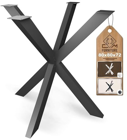 CM Furniture Pied de Table Mikado Spider Châssis de Table pour Plateaux Ronds et Carrés Réglable Noir Hauteur 72 cm Patins de Tables Manger Bureau Conférence Salon Pied de Meuble Montage Easy
