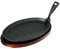 Buckingham Pre-Seasoned Cast Iron Serving Dish Steak Platter Fajita Sizzler with Wooden Stand 28 cm