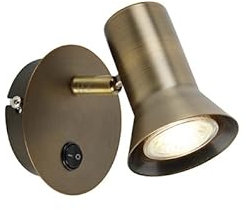 Qazqa - Wall Spotlight Ceiling Bronze Swivel and tiltable with Switch - Karin 1- - Modern - Suitable for LED GU10 | 1 Way Light - Steel Wall Way Light - Suitable for Kitchen I Bedroom I