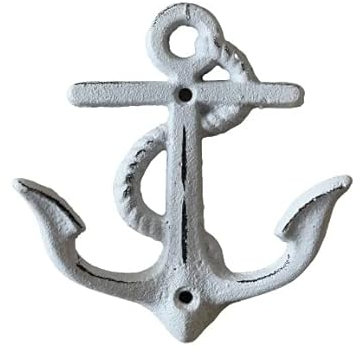 Appendiabiti/Gancio di ancoraggio bianco in ghisa 13 x 5 cm – Appendino Ancora appendiabiti gancio doppio gancio