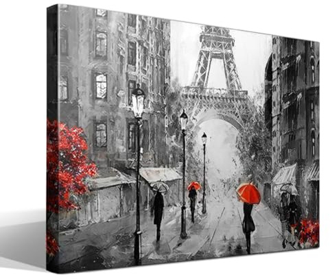 cuadrosfamosos.es París - Ilustración Artística | Cuadro Canvas Wall Art | Impresión Giclée lienzo algodón puro | Bastidor 3cm | 70x95cm