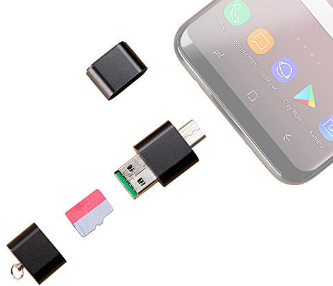 PEARL Mini-Cardreader & USB-Stick, für microSD(HC/XC) bis 128 GB, USB A & C