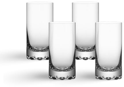 Orrefors Erik Highball-glas (set med 4) – 6 fl. Oz., klar, tung bas, mångsidiga glas för cocktail, margaritas, vatten, iste, läsk, diskmaskinssäker