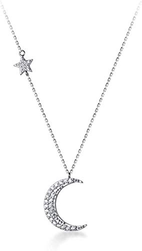 Collana con ciondolo a luna crescente in cristallo, argento Sterling S925, delicata con zirconia cubica, ciondolo a stella con diamante, catena regolabile, collane choker, gioielli delicati, regali