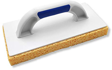 DEWEPRO® Profi Cellulose-Schwammbrett 280x140mm Fliesenwaschbrett mit hochwertiger Cellulose Schwammauflage - Schwammscheibe - Fliesenschwamm mit 2-Komponenten Handgriff