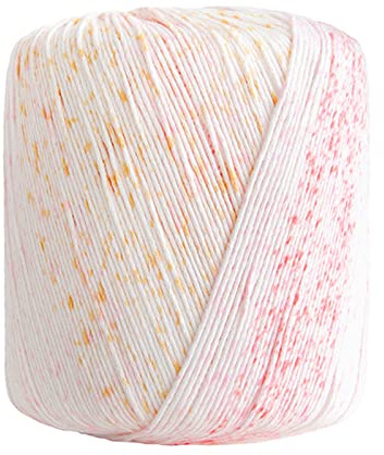 jiuzcare Hilo de Algodón para Crochet Rosa Claro Jaspeado, Ovillo 100% Algodón Aprox. 40 g y 133 m, Lanas para Crochet y Ganchillo, Hilo Fino 1 mm para Tejer Amigurumi, Bolsos, Gorros y Manualidades