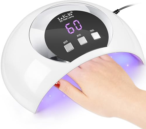 LKE 54W UV Lampe für Gelnägel, UV Lampe mit 3 Timern und verbesserter USB-Aufladung, LCD-Display, IR-Sensor, Tragbare Led Lampe Nägel, UV Lampe Nägel, UV Nagellampe, Nageltrockner (Blanc)