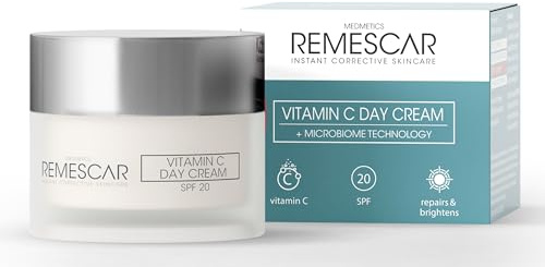 Remescar Tagescreme mit Vitamin C SPF 20 50ml – Feuchtigkeitsspendende Anti-Falten Gesichtscreme für Damen & Herren – Schützt vor UV-Strahlen, nährt & belebt die Haut