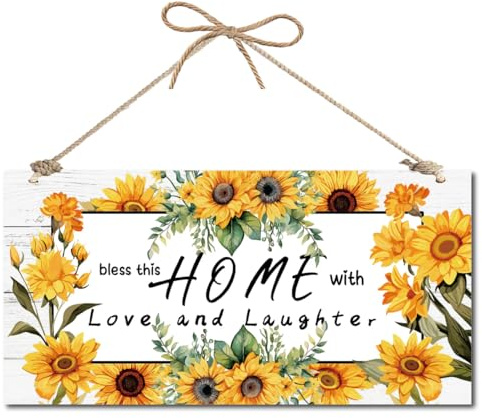CREATCABIN Panneau Suspendre Forme,Tournesols pour Porte D'Entrée D'Été,Jardin,Cour,Décoration Murale Suspendre,Plaque Bois Rustique,Décoration,Maison Rétro Vintage,Cadeau pour Famille,Amis,30x15cm