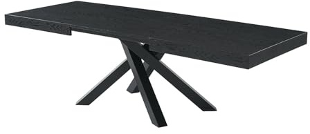 Vente-unique - Esstisch ausziehbar - 6 bis 10 Personen - MDF & Metall - Schwarz - CATONAV