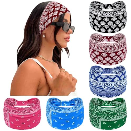 Loiluliy 6 Stück Stirnband Damen Haarband Damen Breite Haarbänder Elastizität Headband Weiche Kopftuch Haarschmuck Fit Workout Spa Fitnesss Laufen Yoga
