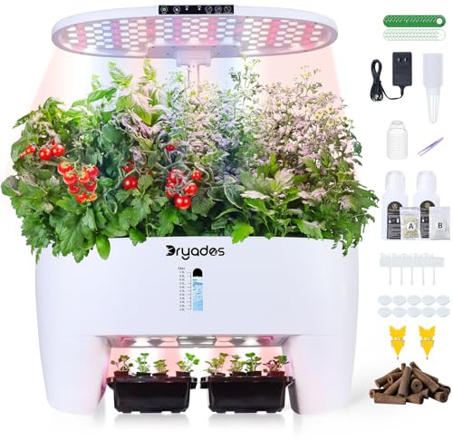 Hydroponisches Anzuchtsystem Kit 16 Kapseln, Smart Herb Garden mit Sprossen-Modus kann Setzling im Voraus & 24W Vollspektrum-LED-Wachstumsleuchte, Indoor-Garten-Pflanzgefäß für Zuhause/Büro(Weiß)