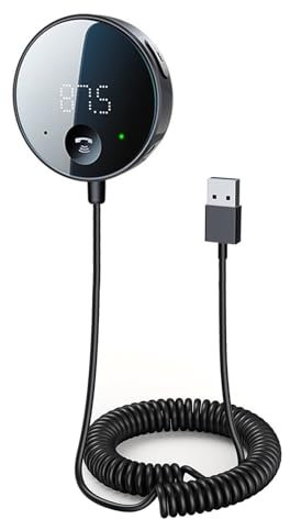 eppfun Auto FM Transmitter & Bluetooth Empfänger mit LED-Display, unterstützt Klinke 3,5mm Ausgang und microSD-Karte Musikwiedergabe