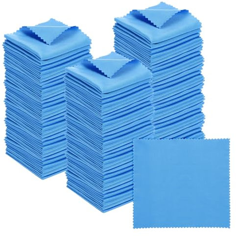 PATIKIL Paño De Microfibra para Limpiar Gafas 5.5x5.5, Paquete De 100 Paños De Limpieza para Gafas Paño Suave para Limpiar Pantallas para Lentes De Cámara Gafas Pantallas, Azul