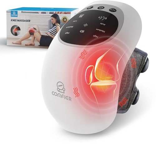 COMFIER Masajeador de Rodilla Inalámbrico con Calor, Masaje Rodilleras por Vibración, Rodillera Calentable con Pantalla LED Grande, Correas Ajustables, Regalo para Hombres y Mujeres