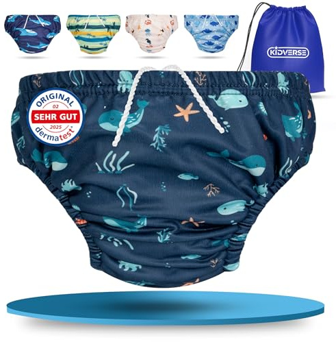 KIDVERSE Baby Swim Nappy Aged 1 to 2 Years - Reusable Nappies - Skin-Friendly & Highly Absorbent Swim Nappy - Baby Swimming Nappies with Pocket & Laundry Bag