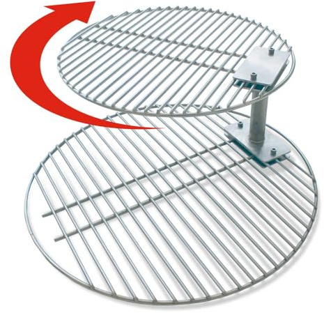 BBQ Plus Smokeware Extra Large Swivel Grate Stacker Combo 18 Inch Grid with 5 Inch Stacker - Big Joe/XL Green Egg (Does Not Include Bottom Grate)