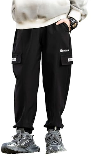 Echinodon Hose Kinder Jungen Sommer Outdoorhose Leicht Dünn schnelltrocknend Sporthose Atmungsaktiv Trekkinghose Wanderhose Schwarz 170
