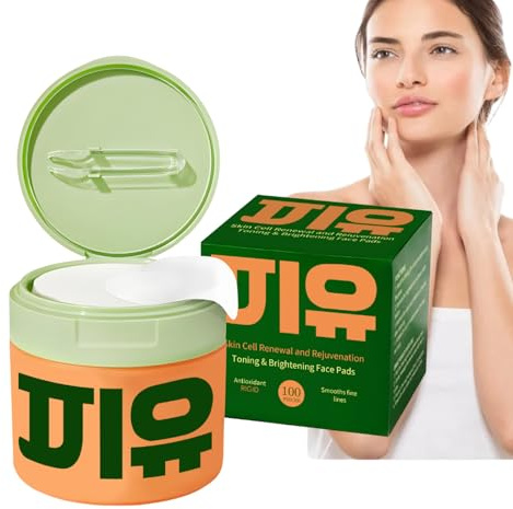 Koreanska ansiktsvattendynor 100 stycken, ljusande och fuktgivande peeling kuddar med antioxidanter, försiktigt tonande och utjämnande för daglig användning (1 st.)