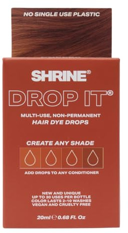 Shrine Drop It COPPER Hair Dye Drops | Semi-Permanent Vegan Customisable Hair Colour | Mix with Conditioner | Vegan & Cruelty-Free | Temporary Hair Dye | 20ml